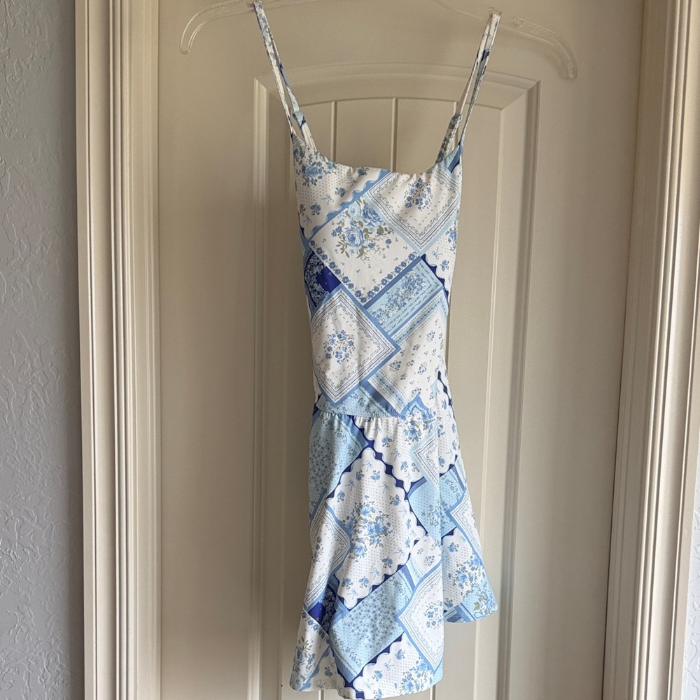 Blue And White Patchwork Dress - image 2
